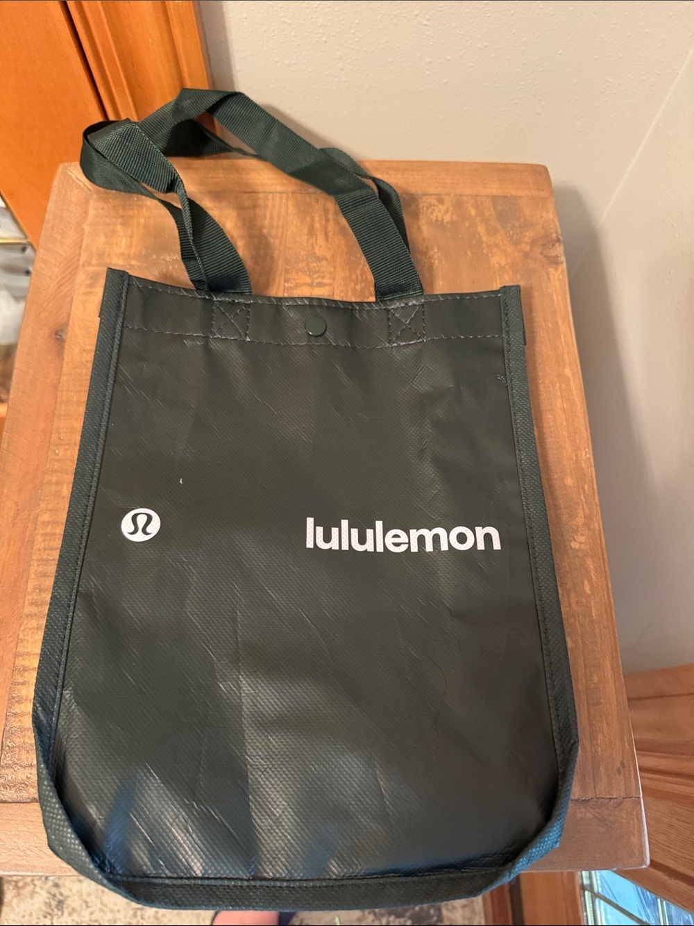 Lululemon Hunter Green Logo Shopping Tote